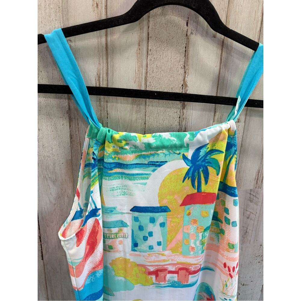 crown & ivy Tropical Print Mini Dress in Turquoise, Red, Yellow - Picture 3 of 8